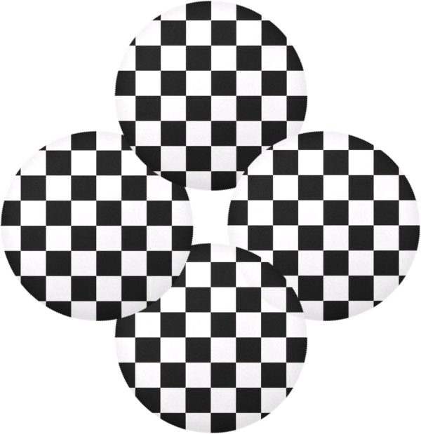Checkerboard Round Placemats Set of 6 Washable Table Mats Non-Slip Heat Resistant