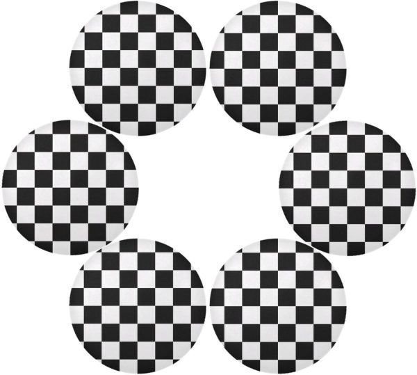 Checkerboard Round Placemats Set of 6 Washable Table Mats Non-Slip Heat Resistant