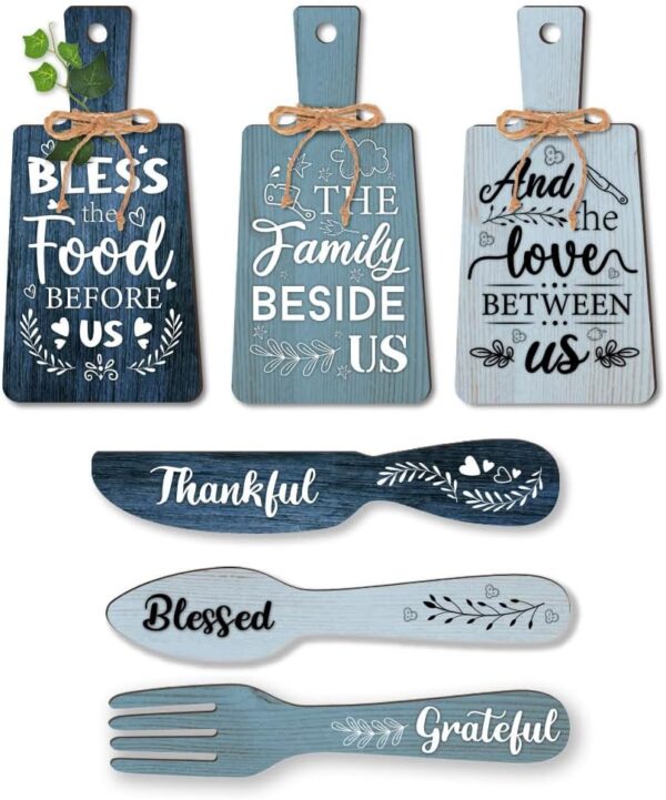 PandaHall 6pcs Kitchen Wall Decor Bless Food Sign Set Wall Table Accessories