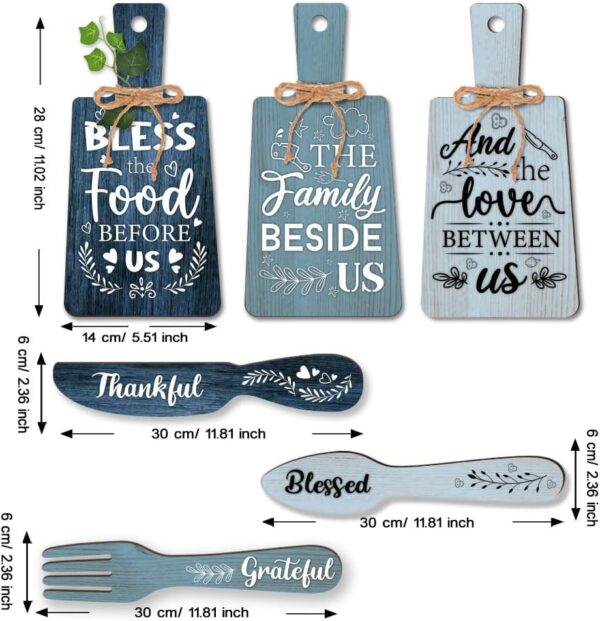 PandaHall 6pcs Kitchen Wall Decor Bless Food Sign Set Wall Table Accessories