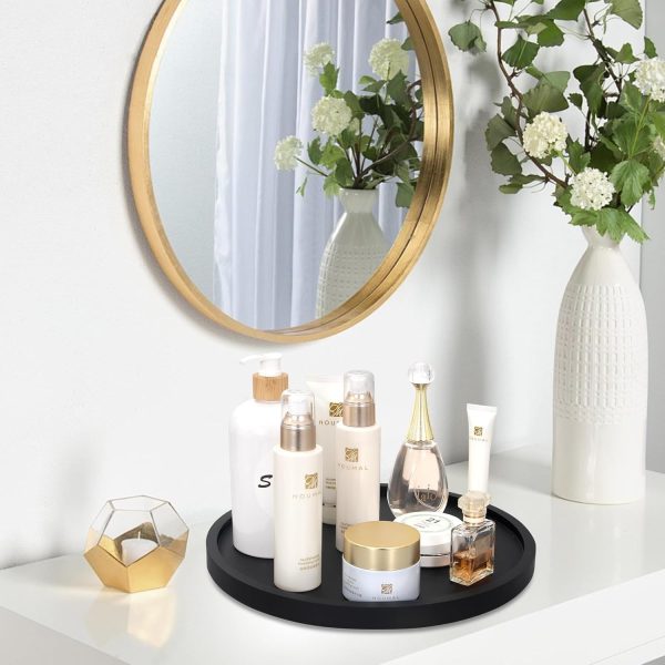 Wooden Lazy Susan Turntable Organizer Cabinet Round Bathroom Vanity Rotating Tray 10"