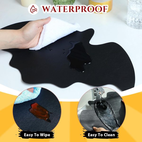 Leather Halloween Bat Placemats Set of 6 Happy Halloween Gothic Place Mats