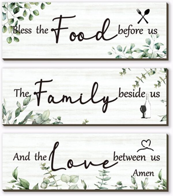 71AdVWZJVhL._AC_SL1500_.jpg Pieces Green Kitchen Decor Eucalyptus Greenery Wooden Wall Art Family Dining Room