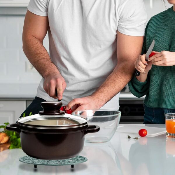 Pack Cast Iron Trivets, Green Oval Trivet 9.6"x7.3", Heat Resistant Metal Trivets