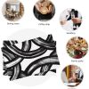 and White Curve Patterned Linen Placemats Set of 4 Washable Non-Slip Heat-Resistant