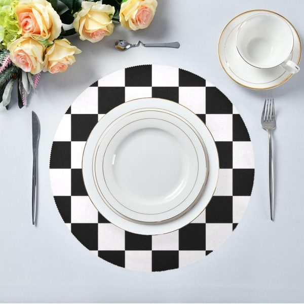 Checkerboard Round Placemats Set of 6 Washable Table Mats Non-Slip Heat Resistant