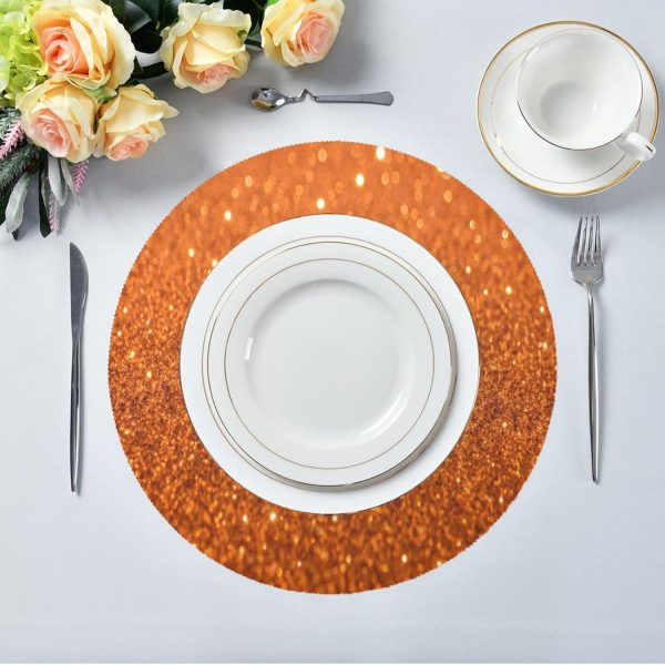 Orange Texture Placemats Set of 6 15 Inch Round Place mats Heat