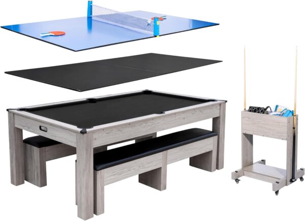 3-in-1 Pool Table with Dining Top & Table Tennis | Billiard Table