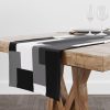 Turquoise Table Runner Black White Grey Modern Abstract Geometric Kitchen Dinner Runner