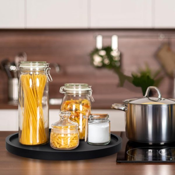 Wooden Lazy Susan Turntable Organizer Cabinet Round Bathroom Vanity Rotating Tray 10"