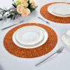Orange Texture Placemats Set of 6 15 Inch Round Place mats Heat