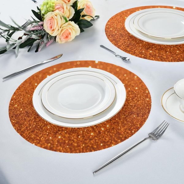 Orange Texture Placemats Set of 6 15 Inch Round Place mats Heat