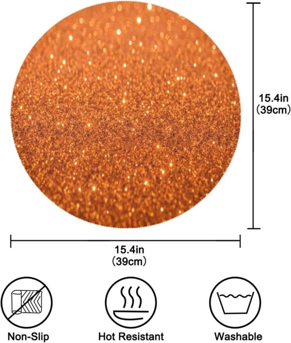 Orange Texture Placemats Set of 6 15 Inch Round Place mats Heat