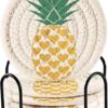 Golden Tropical Gold Drink Coasters Set of 6 with Holder - Absorbent