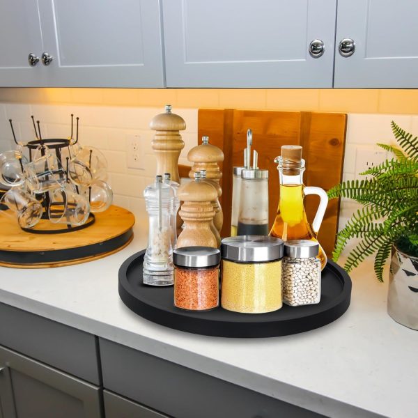 Wooden Lazy Susan Turntable Organizer Cabinet Round Bathroom Vanity Rotating Tray 10"