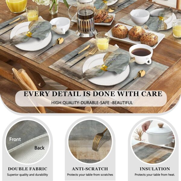 4 Each Blue Marble Placemats and Cloth Napkins Set of 8, Modern