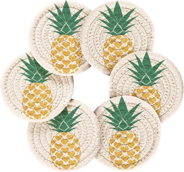 Golden Tropical Gold Drink Coasters Set of 6 with Holder - Absorbent