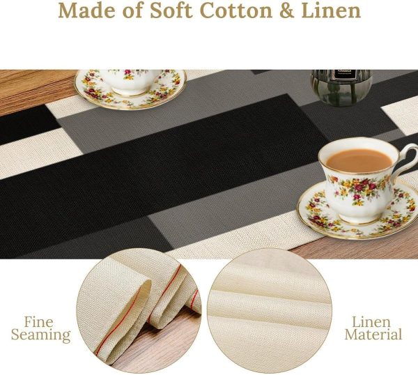 Turquoise Table Runner White Grey Modern Geometric Kitchen Dinner Runner for Indoor