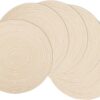 Round Placemats Set of 6,Woven Washable Non-Slip Table Mats for Kitchen Dining,