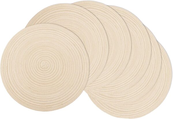 Round Placemats Set of 6,Woven Washable Non-Slip Table Mats for Kitchen Dining,