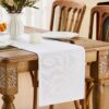 White Table Runner Seasonal Summer Spring Table Runners 48 Inches Long Washable