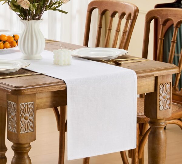 White Table Runner Seasonal Summer Spring Table Runners 48 Inches Long Washable