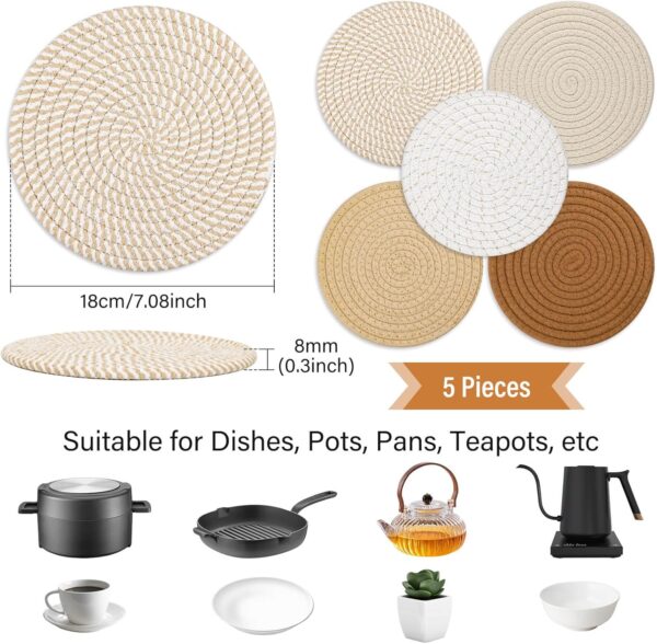 Mats Set for Hot Dishes, 5 Heat Resistant Pot Holders Kitchen Counter,