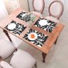 and White Curve Patterned Linen Placemats Set of 4 Washable Non-Slip Heat-Resistant