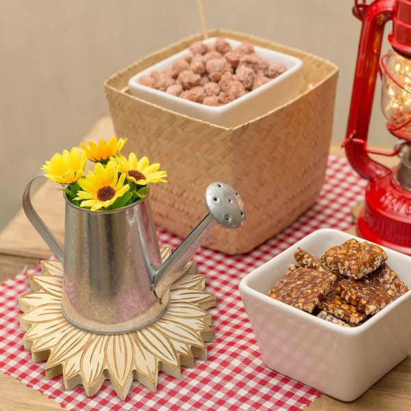 2 Pcs Sunflower Wooden Trivets for Hot Dishes Non Slip Heat Resistant