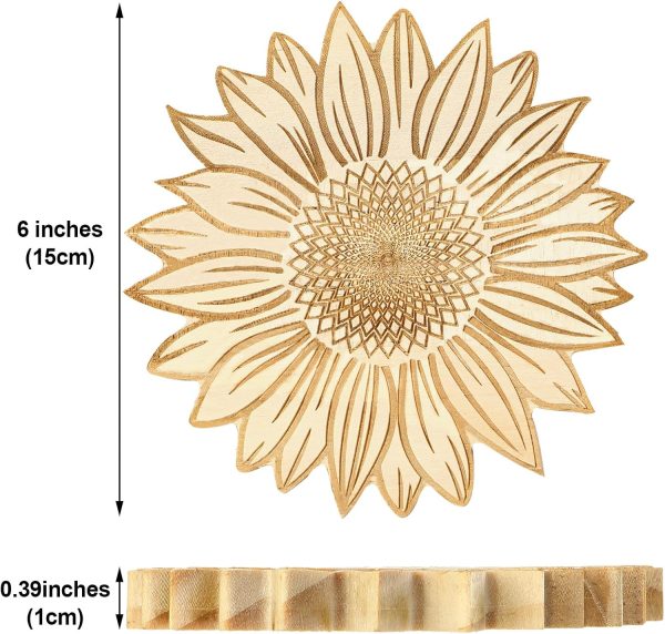 2 Pcs Sunflower Wooden Trivets for Hot Dishes Non Slip Heat Resistant