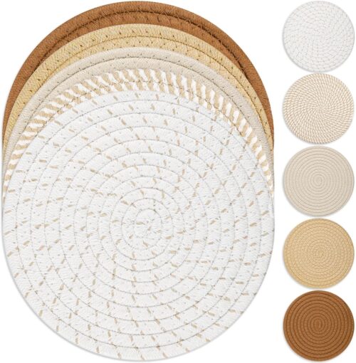 Mats Set for Hot Dishes, 5 Heat Resistant Pot Holders Kitchen Counter,