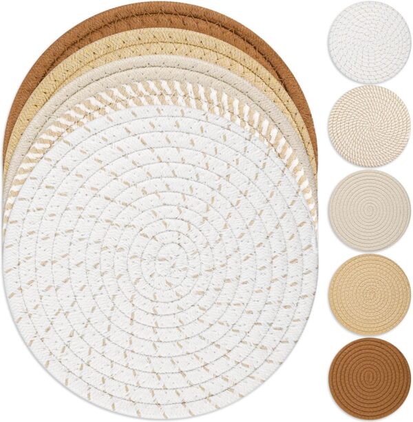 Mats Set for Hot Dishes, 5 Heat Resistant Pot Holders Kitchen Counter,