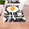 and White Curve Patterned Linen Placemats Set of 4 Washable Non-Slip Heat-Resistant