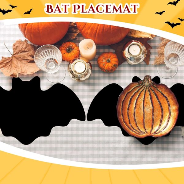 Leather Halloween Bat Placemats Set of 6 Happy Halloween Gothic Place Mats