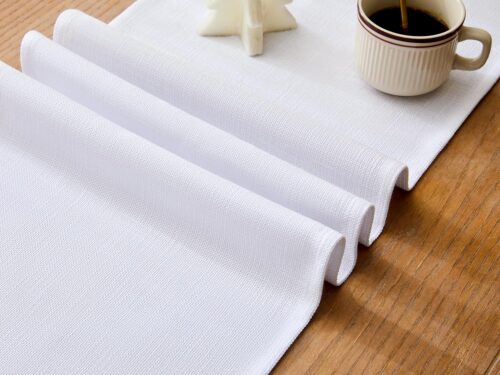 White Table Runner Seasonal Summer Spring Table Runners 48 Inches Long Washable