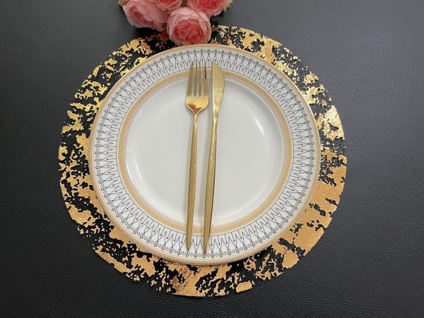 Gold Placemats Set of 24 Gold Doilies Charger Round Metallic Glitter Foil